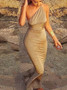 Casual Fashion One Shoulder Solid Color Maxi Dress
