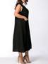 Casual Round Neck Patch Pocket Solid Plus Size Maxi Dress