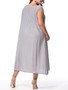 Casual Round Neck Patch Pocket Solid Plus Size Maxi Dress