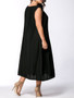 Casual Round Neck Patch Pocket Solid Plus Size Maxi Dress