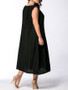 Casual Round Neck Patch Pocket Solid Plus Size Maxi Dress