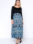 Casual Tribal Printed Round Neck Plus Size Maxi Dress