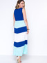 Casual Color Block Striped Round Neck Glamorous Plus Size Maxi Dress