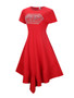 Casual Asymmetric Hem Rhinestone Round Neck Plus Size Maxi Dress