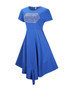 Casual Asymmetric Hem Rhinestone Round Neck Plus Size Maxi Dress