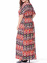 Casual Tribal Printed Deep V-Neck Plus Size Maxi Dress
