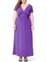 Casual Deep V-Neck Plain Plus Size Maxi Dress