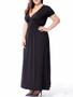 Casual Deep V-Neck Plain Plus Size Maxi Dress