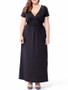 Casual Deep V-Neck Plain Plus Size Maxi Dress