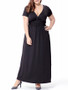 Casual Deep V-Neck Plain Plus Size Maxi Dress