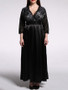 Casual Patchwork Hollow Out Deep V-Neck Plus Size Maxi Dress