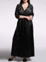 Casual Patchwork Hollow Out Deep V-Neck Plus Size Maxi Dress