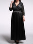 Casual Patchwork Hollow Out Deep V-Neck Plus Size Maxi Dress