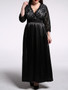 Casual Patchwork Hollow Out Deep V-Neck Plus Size Maxi Dress