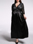 Casual Patchwork Hollow Out Deep V-Neck Plus Size Maxi Dress