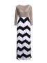 Casual Color Block Zigzag Striped Round Neck Swing Maxi Dress