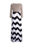 Casual Color Block Zigzag Striped Round Neck Swing Maxi Dress