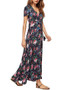 Casual Empire Deep V-Neck Floral Printed Swing Maxi Dress
