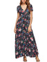 Casual Empire Deep V-Neck Floral Printed Swing Maxi Dress