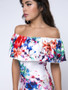 Casual Off Shoulder Flounce Floral Fascinating Maxi Dress