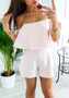 Pink Ruffle Off Shoulder Fashion Short Summer Rompers Jumpsuits