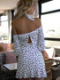 Off-the-shoulder Polka-dot Mini Dress