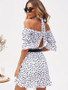 Off-the-shoulder Polka-dot Mini Dress