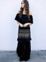 Off-the-shoulder Falbala Lace Maxi Dress