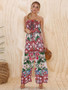 Floral Off-the-shoulder Wide Leg Long Jumpsuits