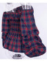 New Red-Blue Plaid Ruffle Off Shoulder Elastic Waist Long Lantern Sleeve Fashion Blouse