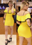 Casual Yellow-Black Bandeau Shoulder-Strap Backless Off Shoulder Mini Dress
