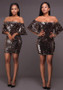 Golden Plaid Sparkly Sequin Boat Neck Off-shoulder Prom New Year Evening Party Dress
