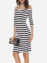 Casual Striped Elegant Off Shoulder Bodycon-dress