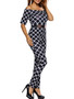 Casual Off Shoulder Plaid Printed Slim-Leg Jumpsuit