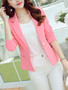 Casual Office Notch Lapel Single Button Plain Blazer