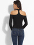 Casual Off Shoulder Cotton Plain Long-sleeve-t-shirt