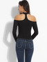 Casual Off Shoulder Cotton Plain Long-sleeve-t-shirt