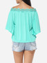 Casual Lace Plain Exquisite Off Shoulder Short-sleeve-t-shirt