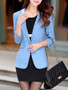 Casual Notch Lapel Decorative Lace Single Button Plain Blazer