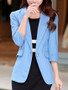 Casual Notch Lapel Decorative Lace Single Button Plain Blazer