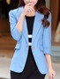 Casual Notch Lapel Decorative Lace Single Button Plain Blazer