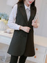 Casual Longline Sleeveless Notch Lapel Double Breasted Plain Blazer