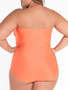 Casual Ruched Halter Cutout Plain Plus Size Swimwear