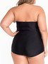 Casual Ruched Halter Cutout Plain Plus Size Swimwear