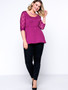 Casual Patchwork Single Breasted Hollow Out Plain Plus Size Blouse