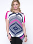 Casual Asymmetric Stripe Color Block Unique Plus Size T-Shirt