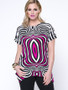 Casual Glamorous Asymmetric Stripe Round Neck Plus Size T-Shirt