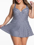 Casual Spaghetti Strap Plaid Plus Size Swimwear