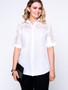 Casual Patchwork Chic Hollow Out Plain Plus Size Blouse