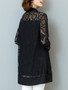 Casual Black Lace Patchwork Hollow Out Plain Plus Size Blouse